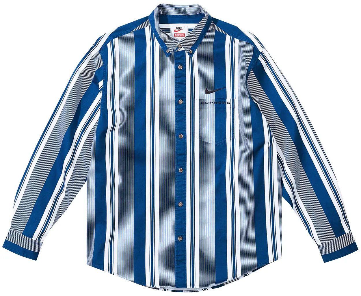 Supreme Nike Cotton Twill Shirt Blue Stripe