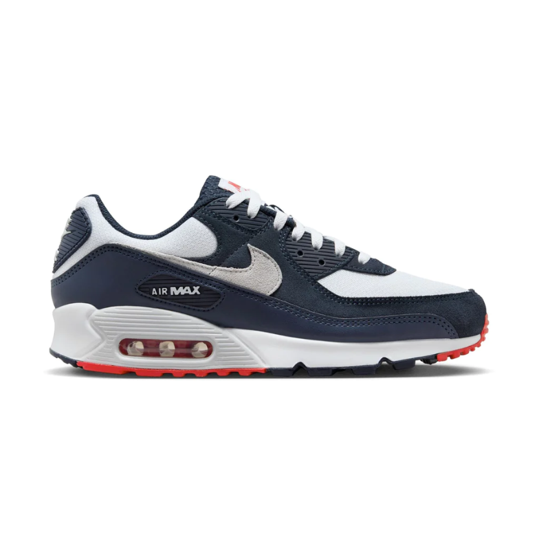 Nike air max 90 navy blue and sales red