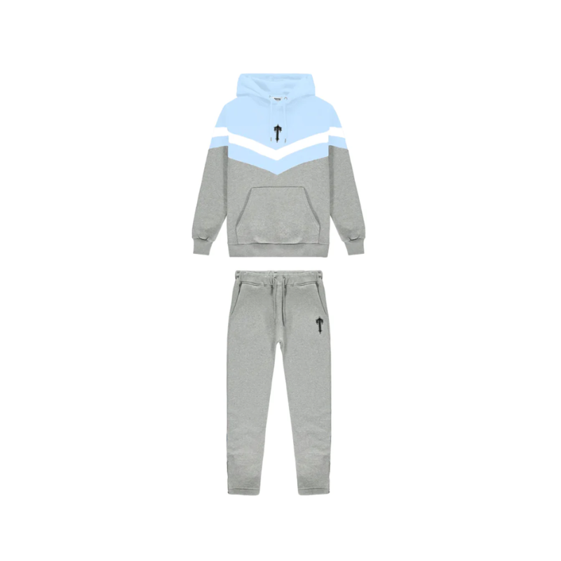 V Stripe Tracksuit Set Baby Blue Grey