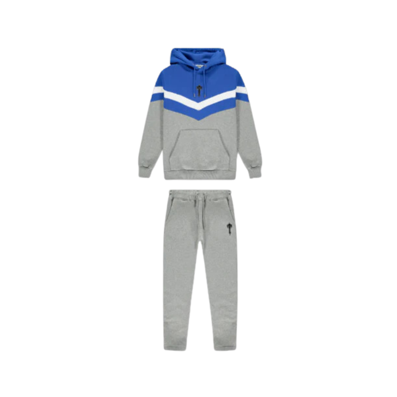 V Stripe Tracksuit Set Royal Blue Grey