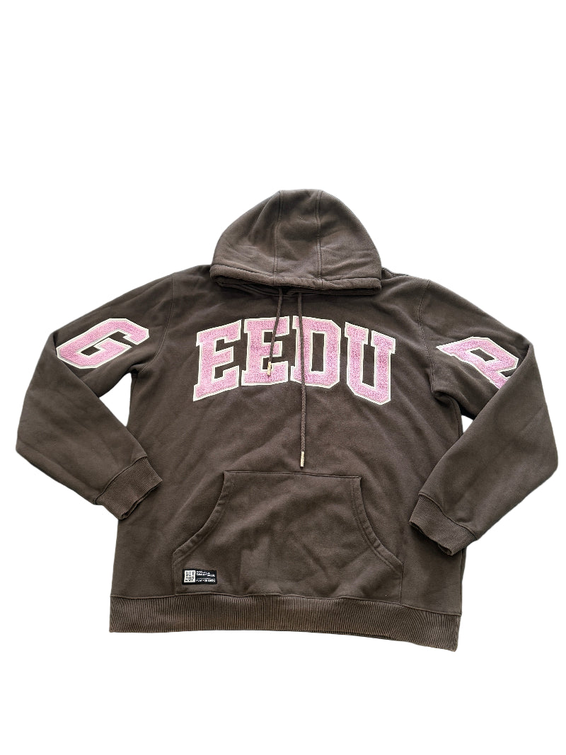 Used Geedup Team Logo Hoodie Charcoal Grey Pink xxxl