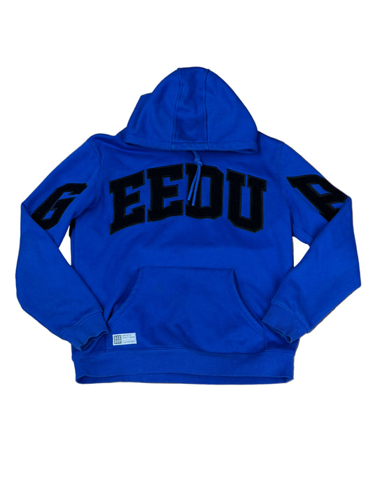 Used Team Logo Hoodie Royal Blue Black L