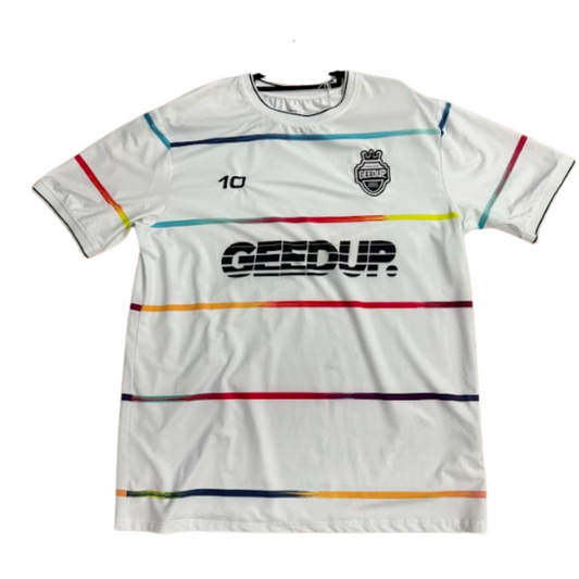 Pre-Owned Geedup Football Jersey 'White/Multi-Colour'