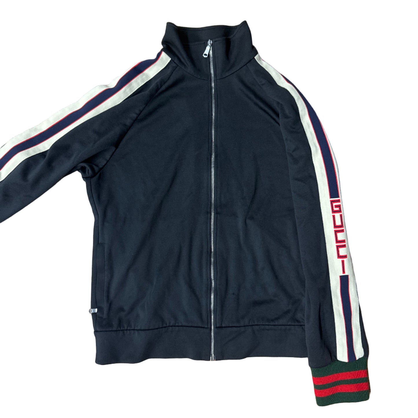 Used Gucci Red Beige Stripe Logo Jumper Black S