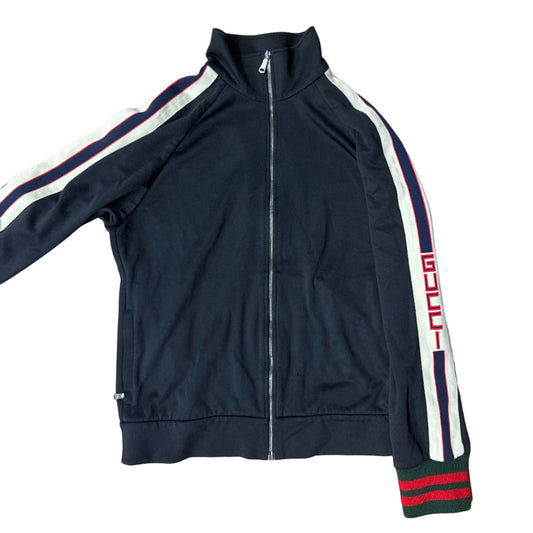 Used Gucci Red Beige Stripe Logo Jumper Black S