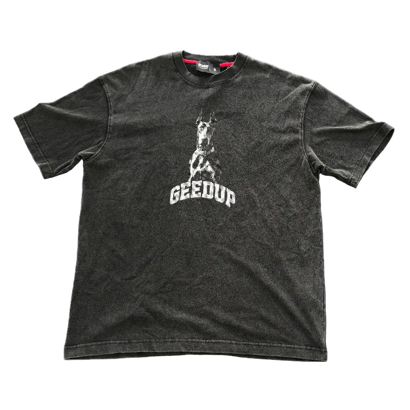 Geedup Dog Vintage Washed T Shirt 'Grey/White'