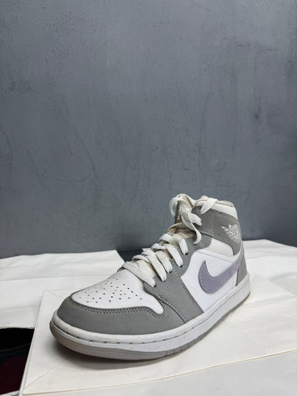 Used Jordan 1 Mid Wolf Grey Aluminium Women's Multiple Sizes