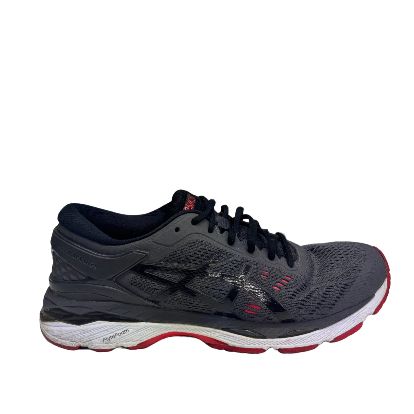 Used GEL-Kayano 24 Grey Fiery Red US Men's 8 - Women's 9.5