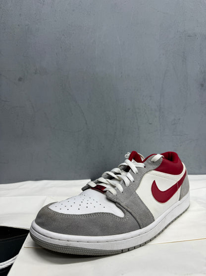 Used Air Jordan 1 Low SE Light Smoke Grey Gym Red US Men's 11.5 - Women's 13