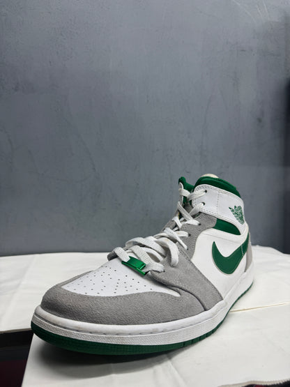 Used Air Jordan 1 Mid SE Grey Pine Green US Men's 13 - Women's 14.5