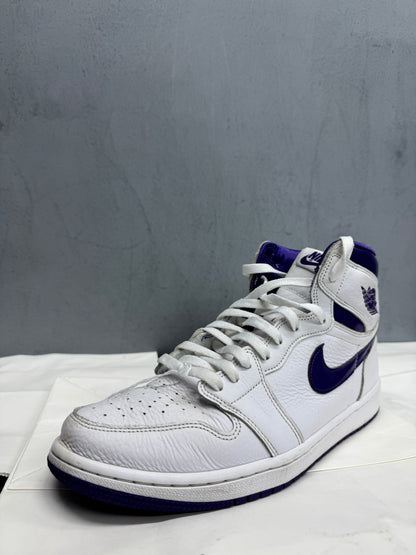 Used Jordan 1 Retro High White Court Purple US Men's 10 - Women's 11.5