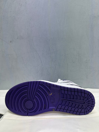 Used Jordan 1 Retro High White Court Purple US Men's 10 - Women's 11.5