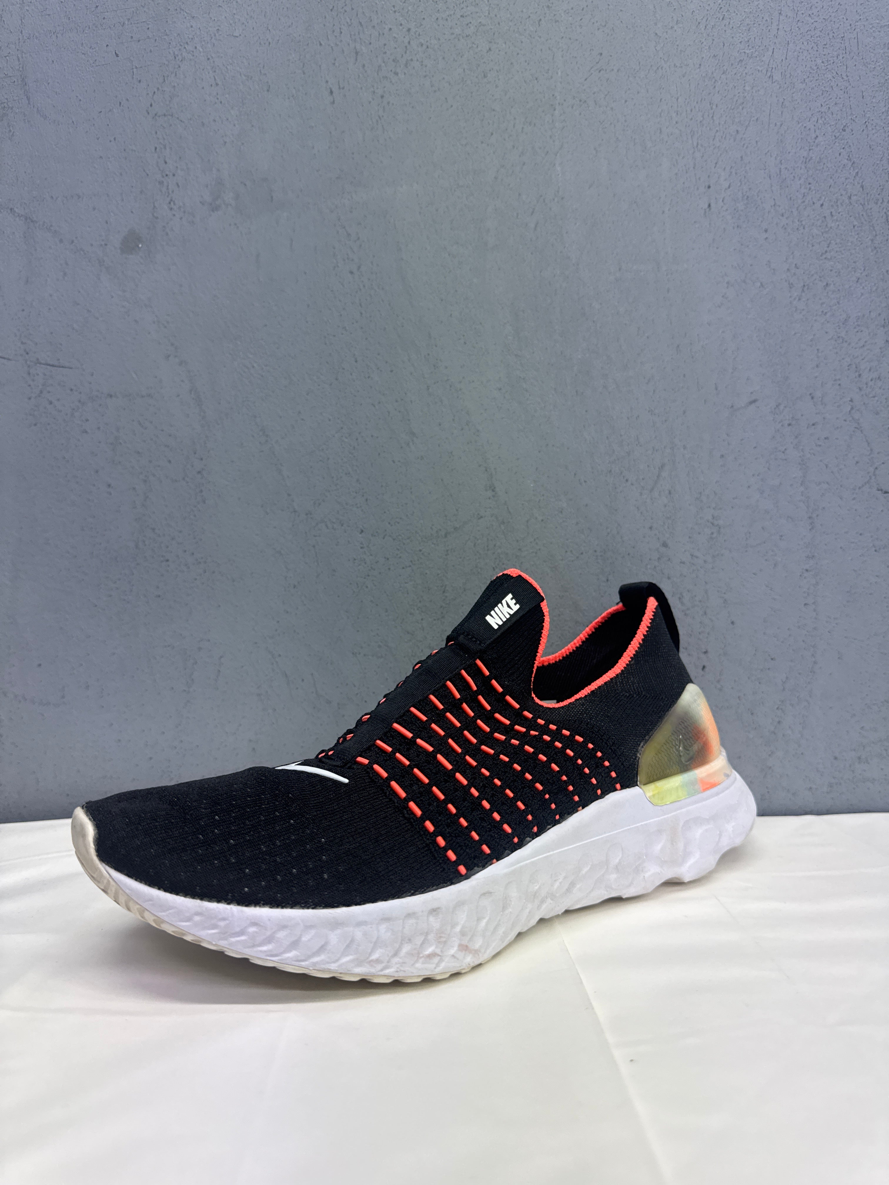 Used React Phantom Run Flyknit Premium Black Bright Mango Women's