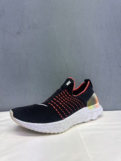 Used React Phantom Run Flyknit Premium Black Bright Mango Women's US Women's 10.5 - Men's 9