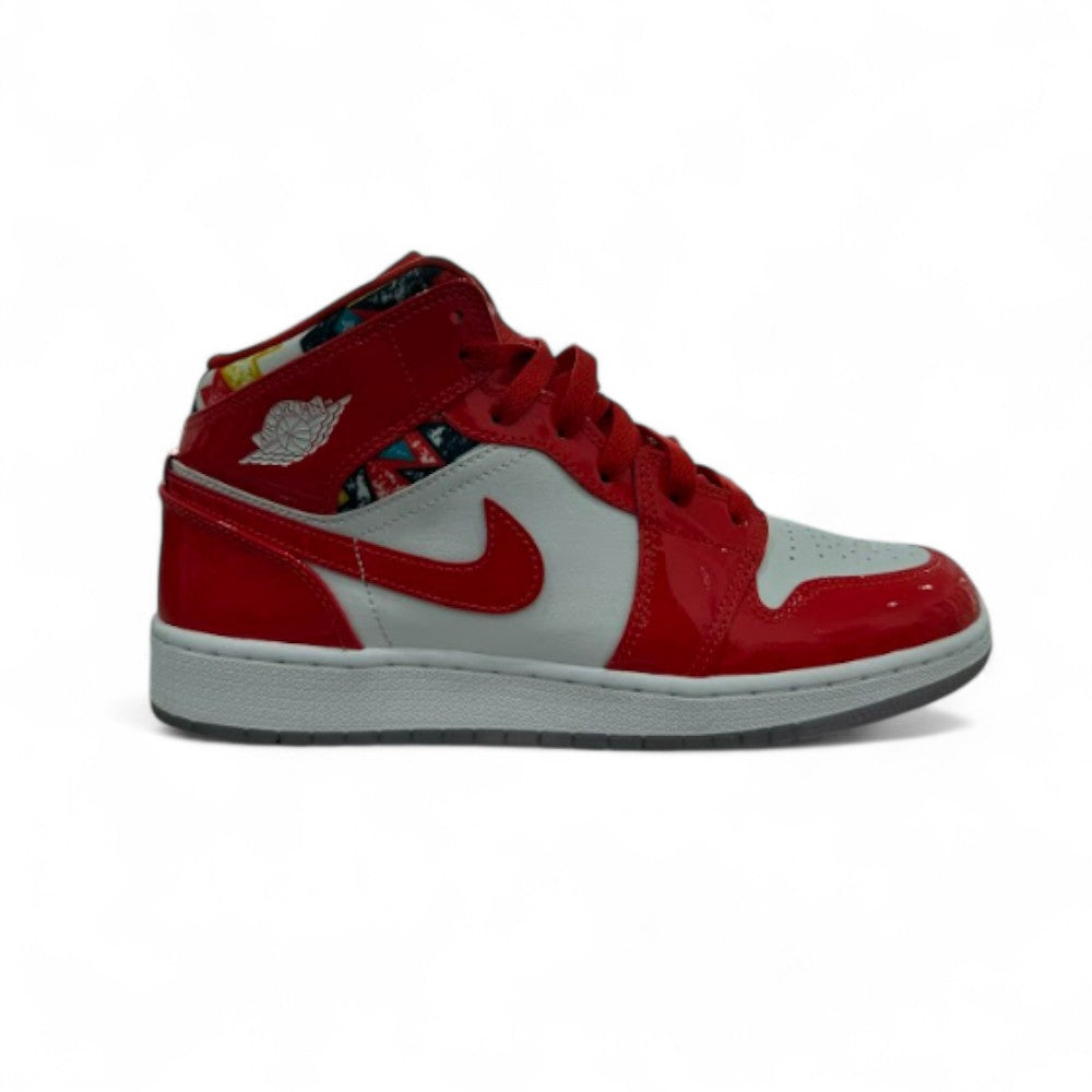 Used Jordan 1 Mid Barcelona Sweater Red Patent GS US 7Y - Women's 8.5