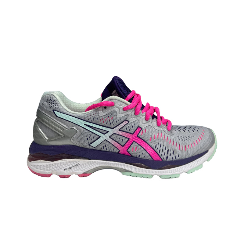 Used GEL-Kayano 23 2A Wide Silver Pink Glow US Men's 7.5 - Women's 9