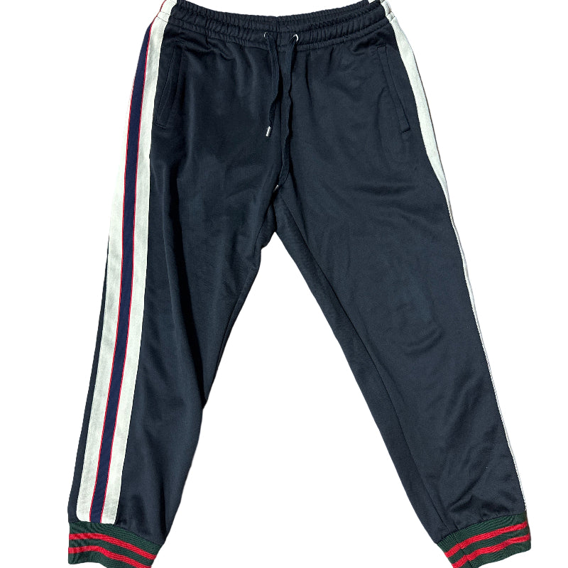 Used Gucci Red Beige Stripe Logo Trackpants Black S