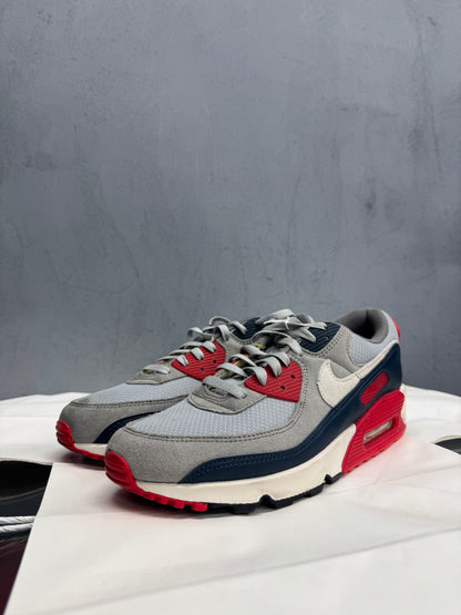 Used Air Max 90 Red Navy grey US Men's 10 - Women's 11.5