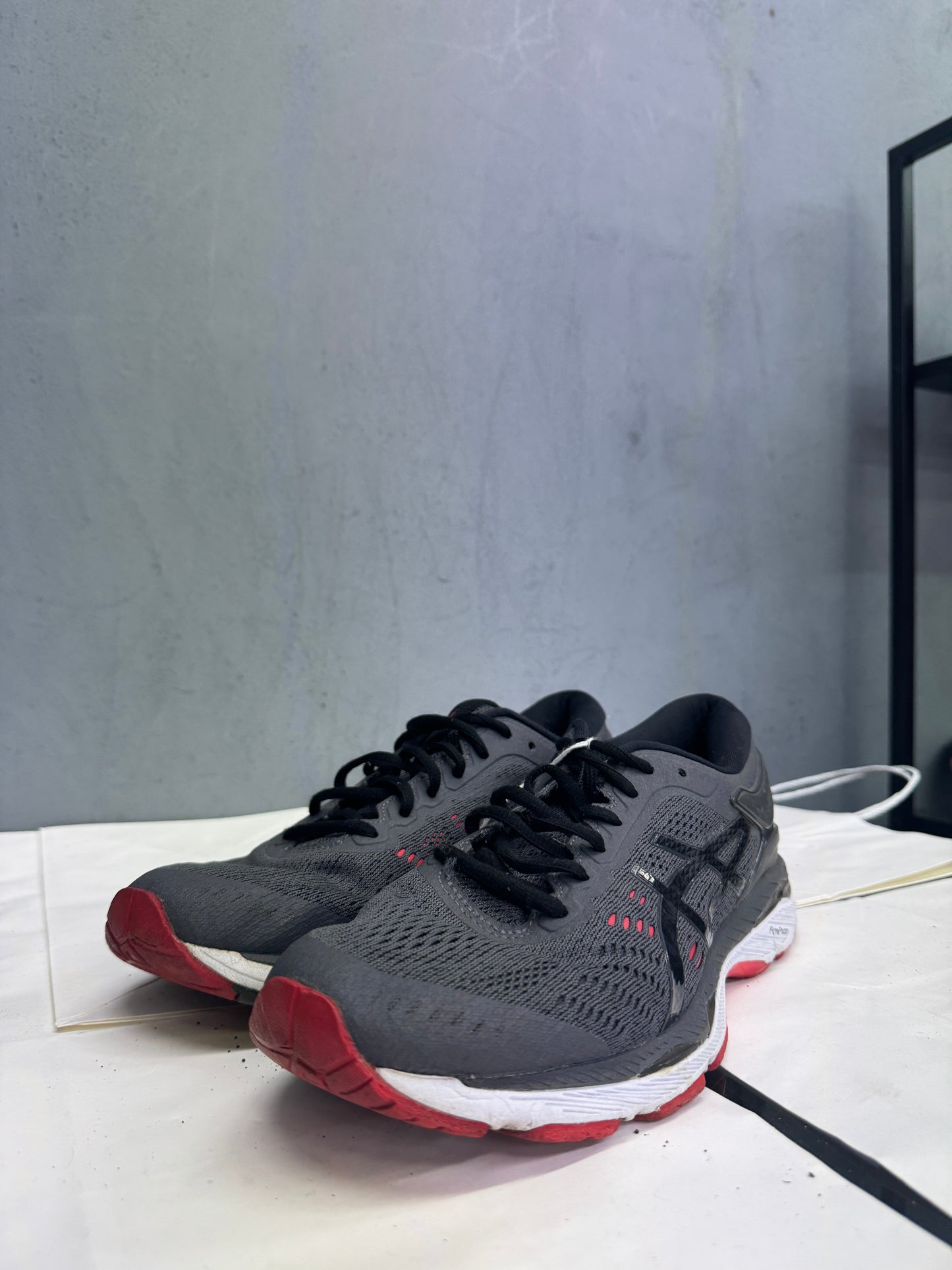 Used GEL-Kayano 24 Grey Fiery Red US Men's 8 - Women's 9.5