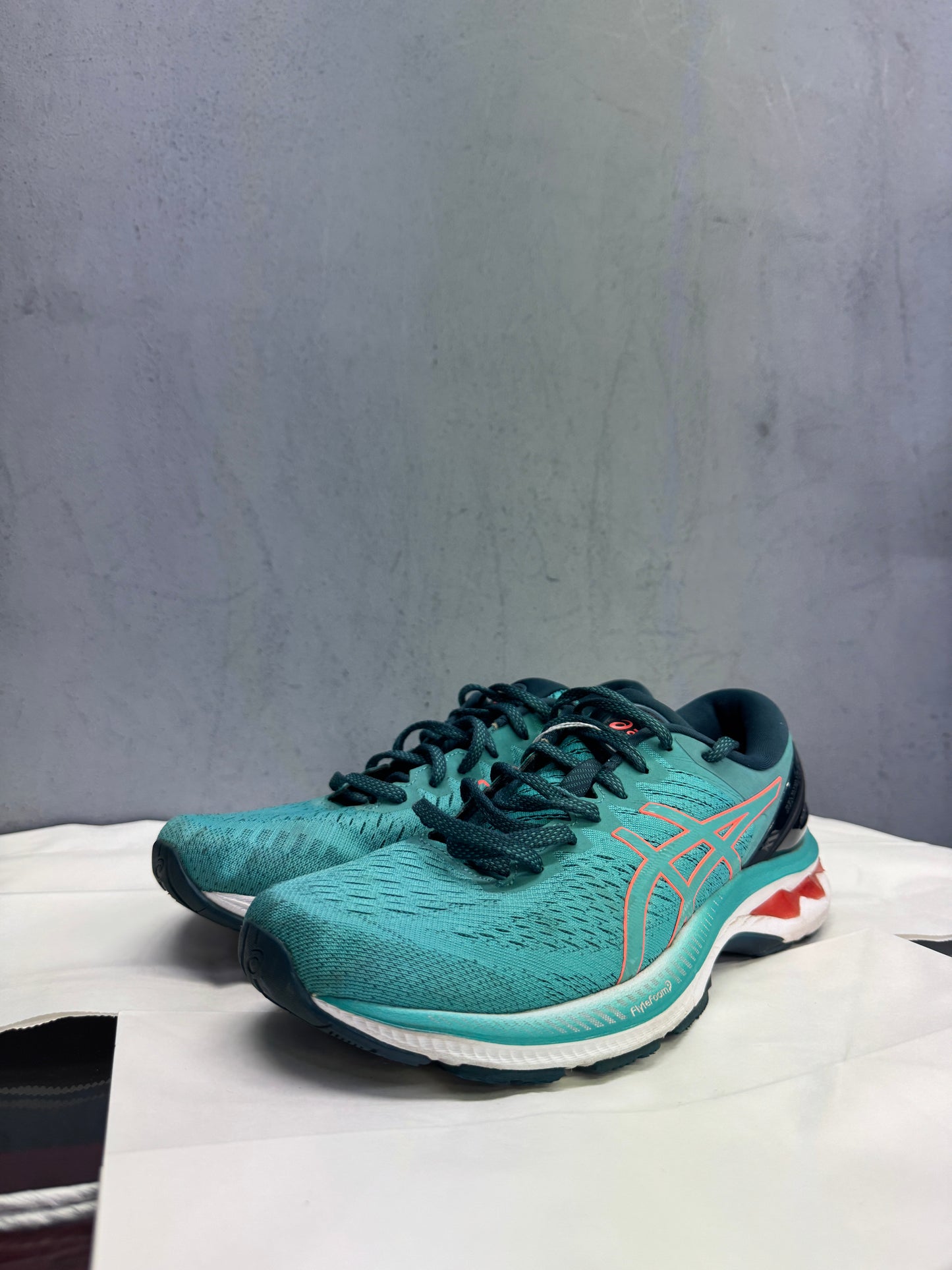 Used GEL-Kayano 27 Teal Orange US Women's 10 - Men's 8.5