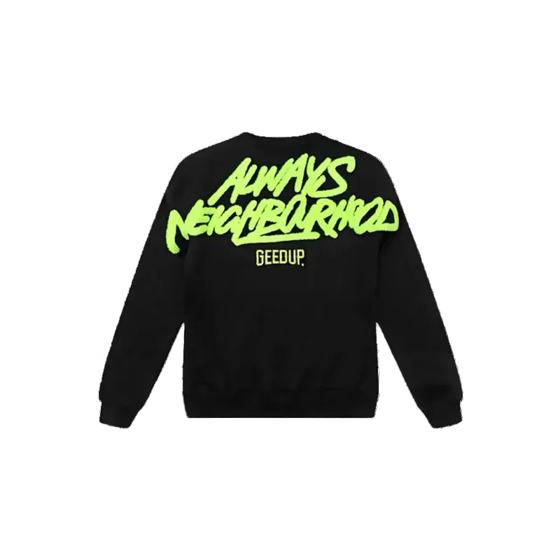 Geedup Always Neighbourhood Crewneck 'Black/Hyper Green'