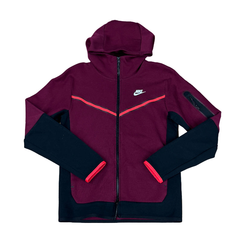 Used Tech Fleece Hoodie Maroon Black Red S