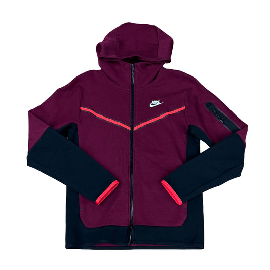 Used Tech Fleece Hoodie Maroon Black Red S