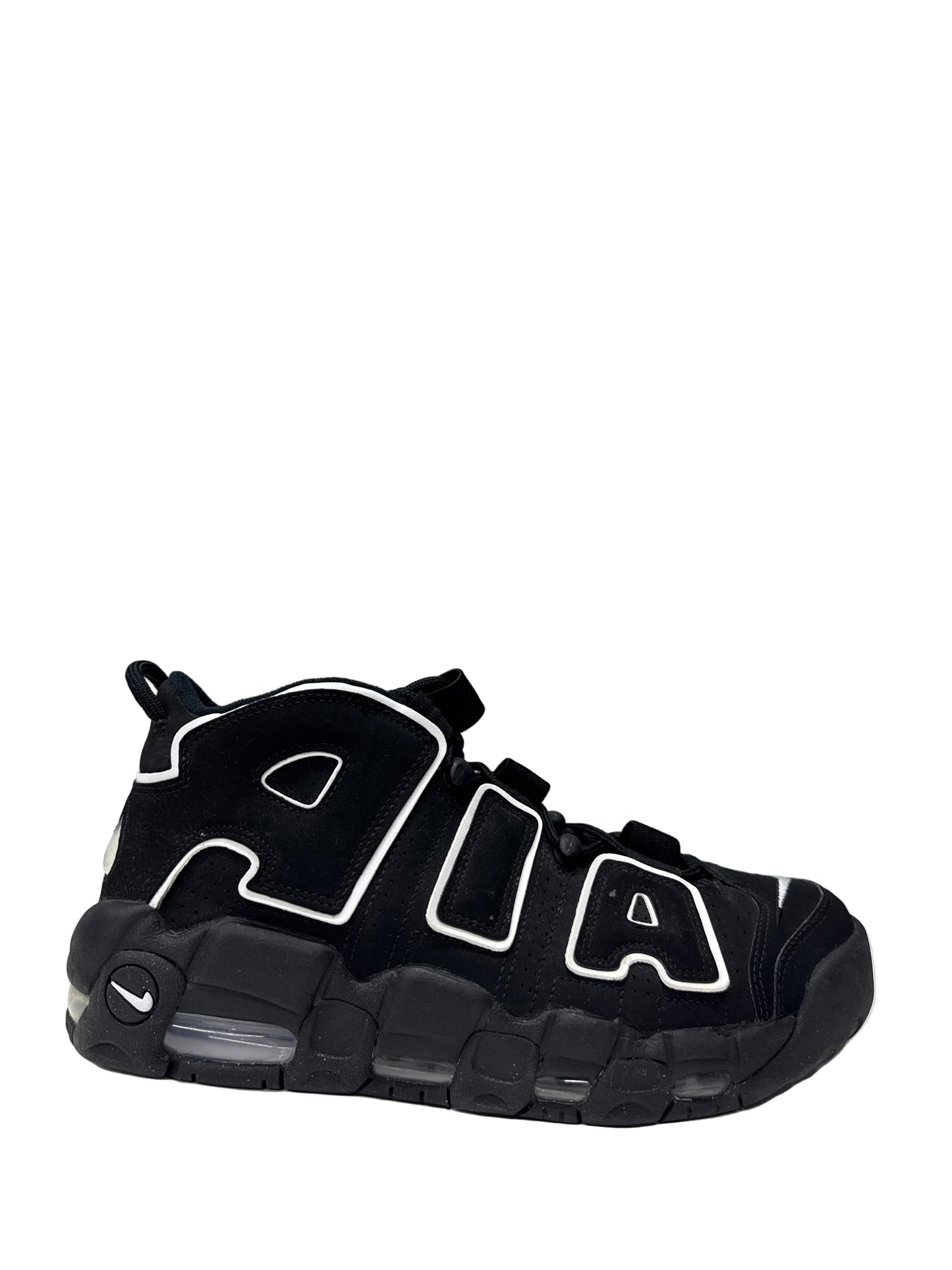 Used Air More Uptempo Black White US Men's 9 - Women's 10.5