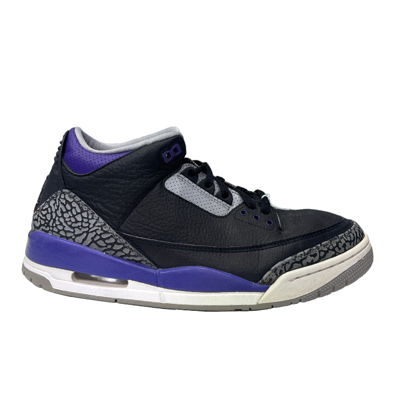Used Jordan 3 Retro Black Court Purple US Men's 11 - Women's 12.5
