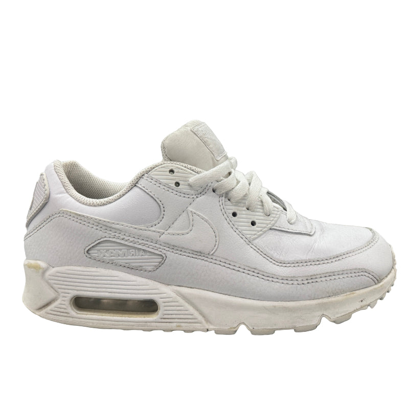Used Air Max 90 Leather Triple White Mens US Men's 9 - Women's 10.5