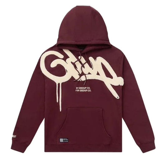 Geedup Handstyle Hoodie 'Maroon/Cream'