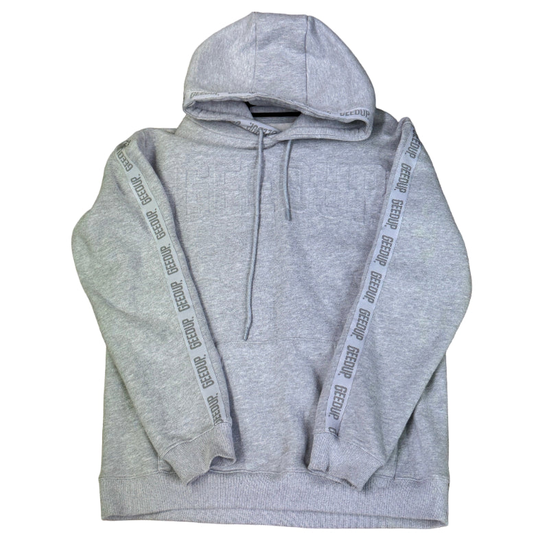 Used Print Logo Hoodie Grey Grey 2XL
