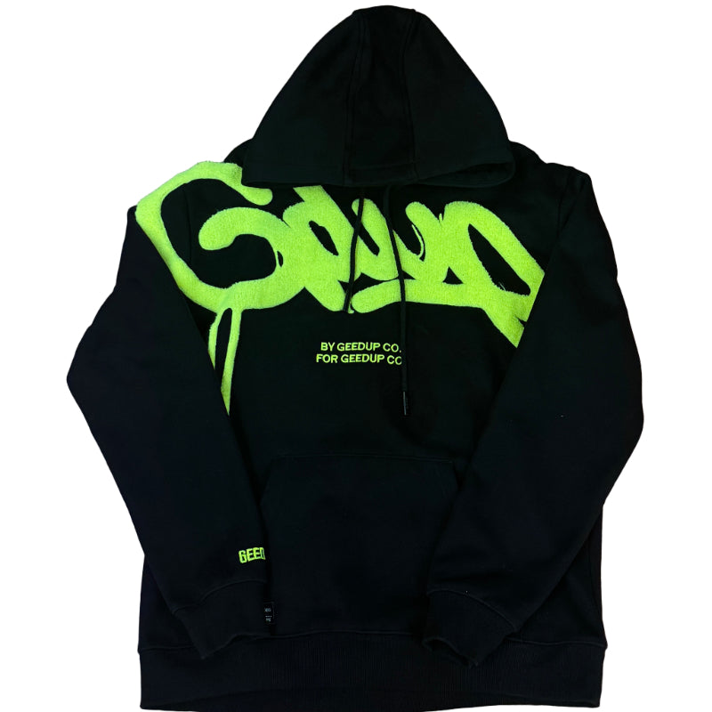 Used Black Yellow Handstyle Hoodie L