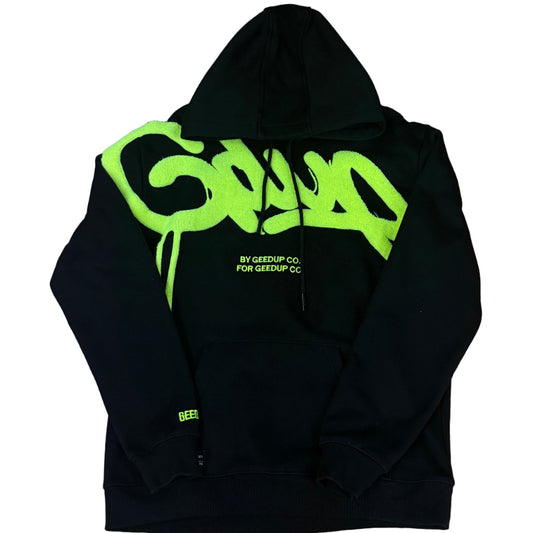 Used Black Yellow Handstyle Hoodie L