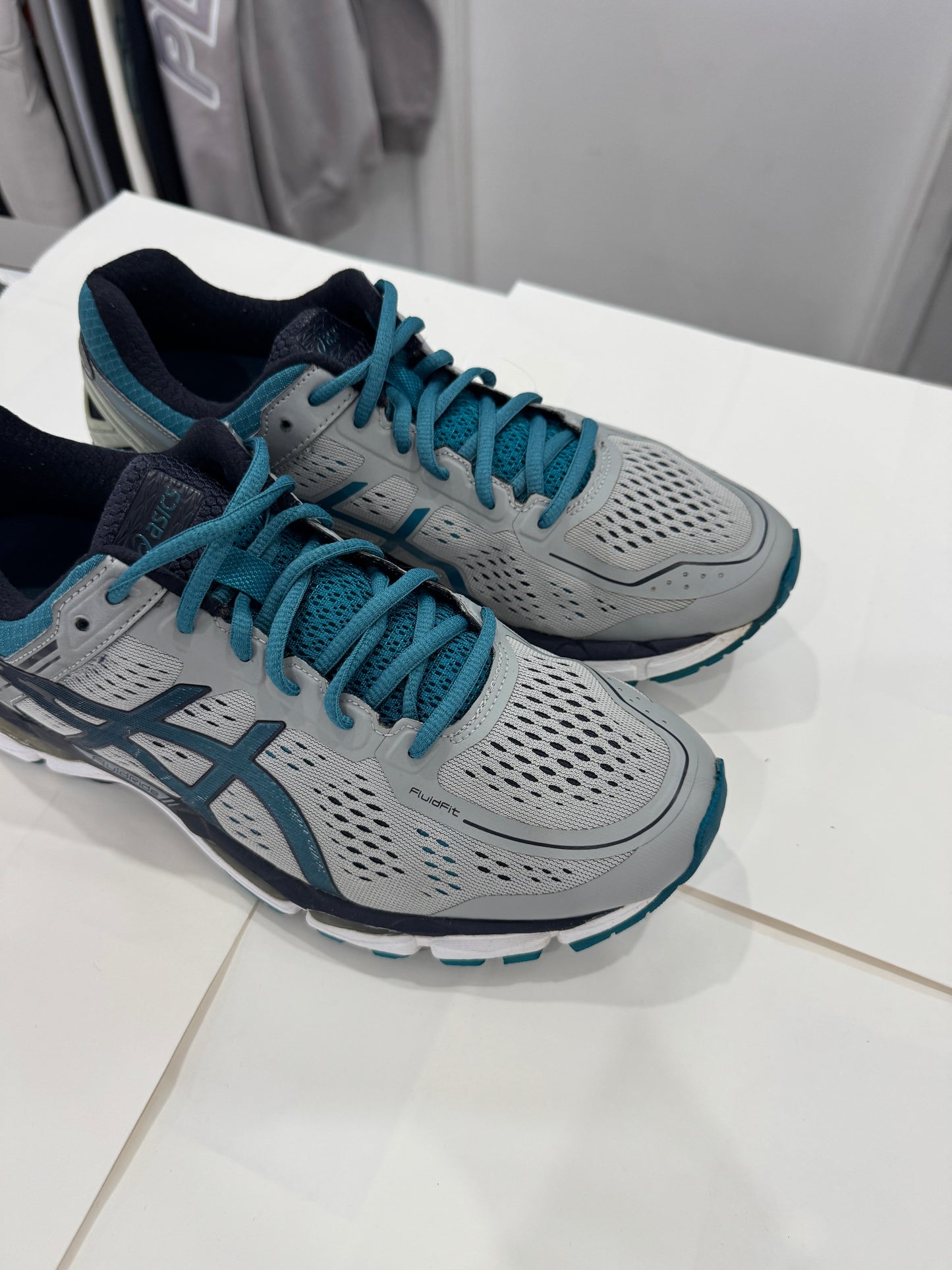 Used GEL-Kayano 22 Grey Blue Turquoise US Men's 9.5 - Women's 11