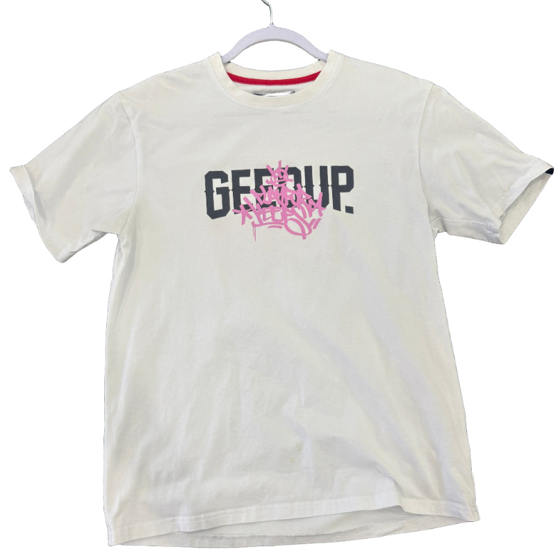 Used Geedup T-Shirt Handstyle White Pink S
