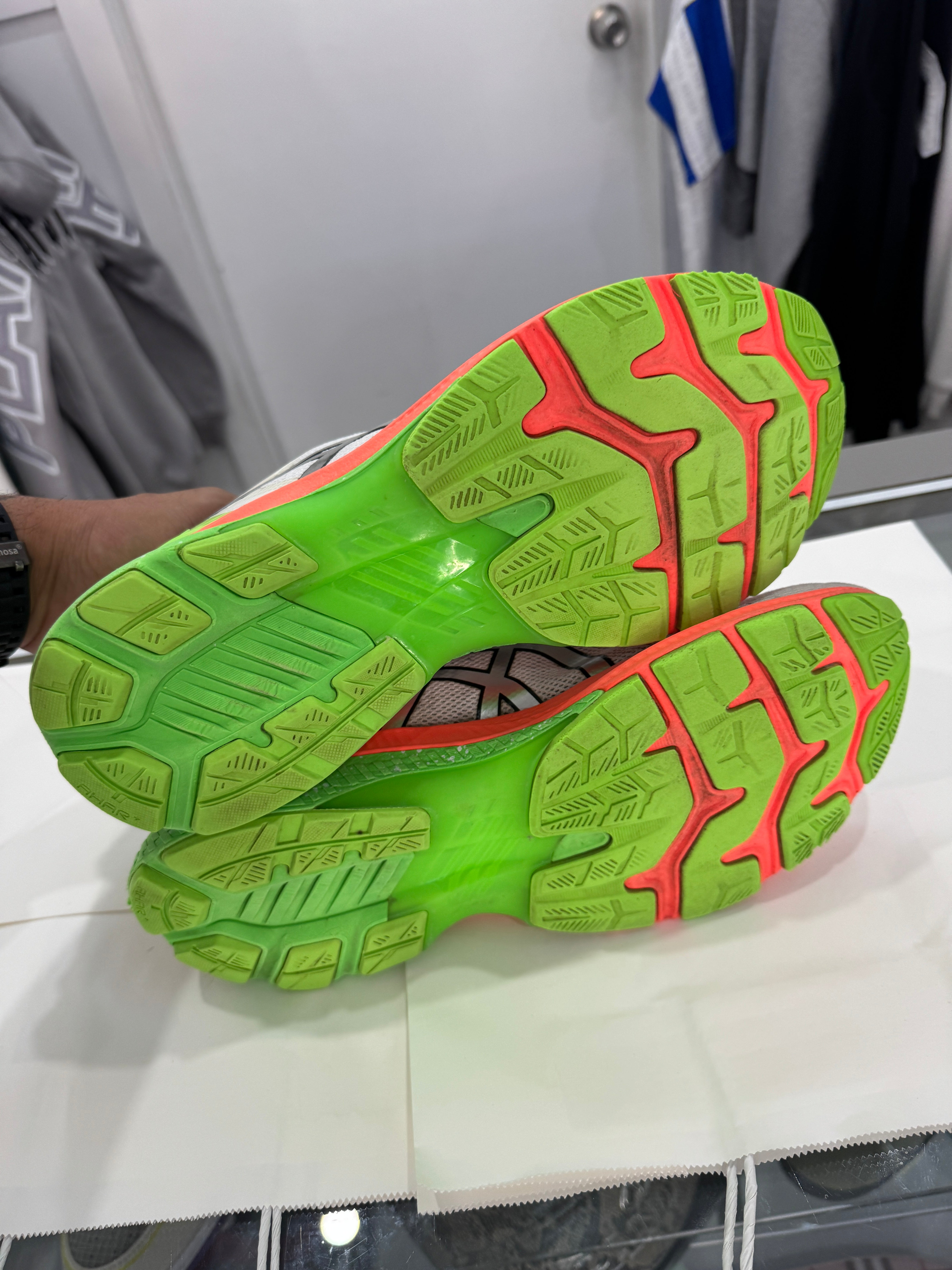 Used ASICS Gel-Kayano 27 'White/Orange/Green'