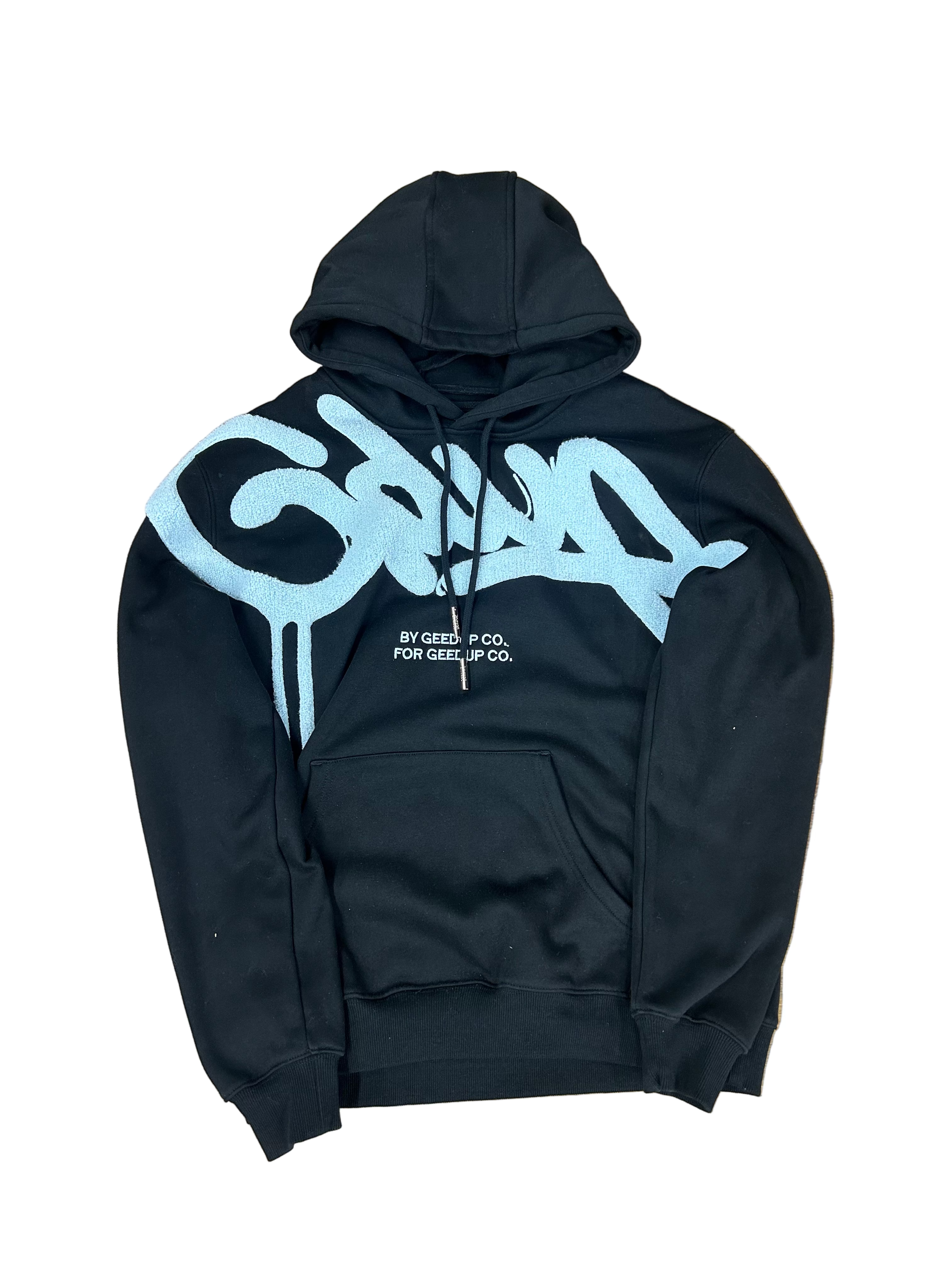 Used Black Blue Handstyle Hoodie