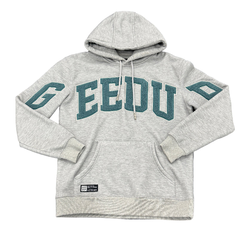 Used Team Logo Hoodie Grey Aqua M