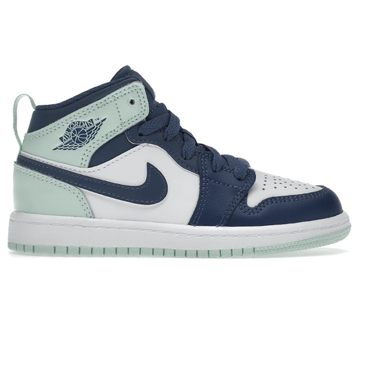 Jordan 1 Mid Mystic Navy/White/Mint Foam (GS)