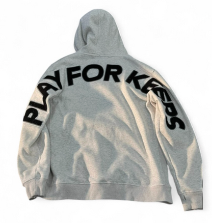 Used Play For Keeps Hoodie White Marle Black 2XL