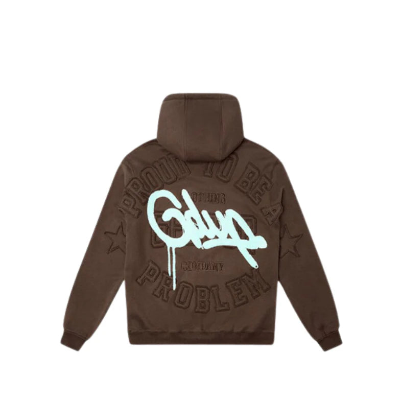 Geedup Proud To Be A Problem Hoodie 'Brown/Light Blue'