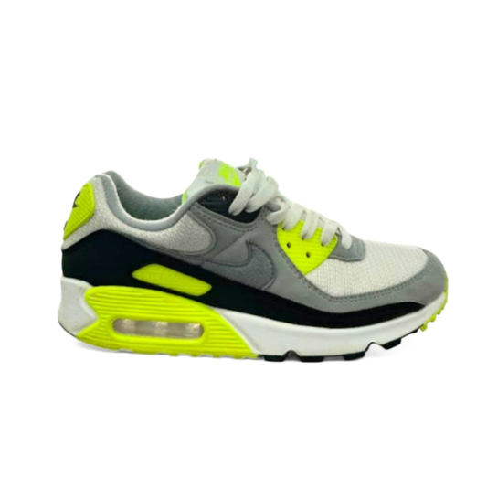 Used Air Max 90 White Particle Grey-Volt-Black US Men's 7 - Women's 8.5