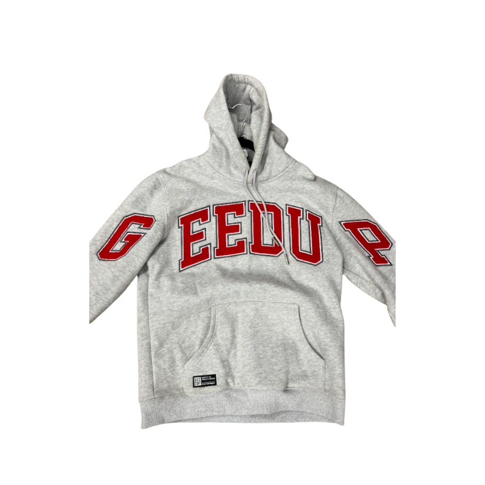 Pre-owned Geedup Team Logo Hoodie 'Grey/Red/
